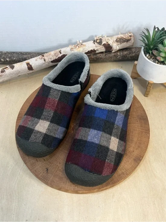 KEEN Howser Slide Plaid Wool Slip-On Clogs - Multi/Blue - Size 9 - Picture 1 of 14